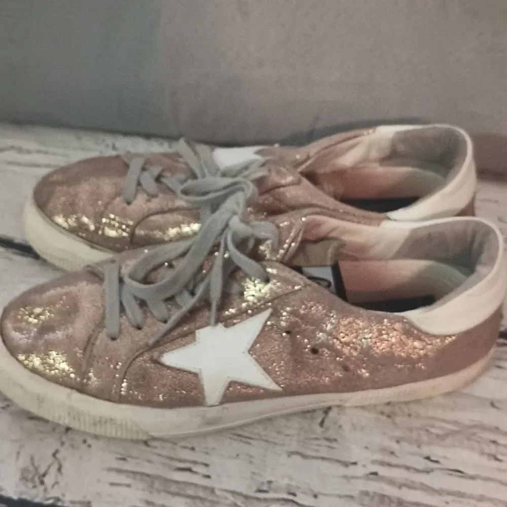 Golden Goose Metallic Gold May GGDB Sneakers Tennis Shoes 37 - Picture 3 of 11